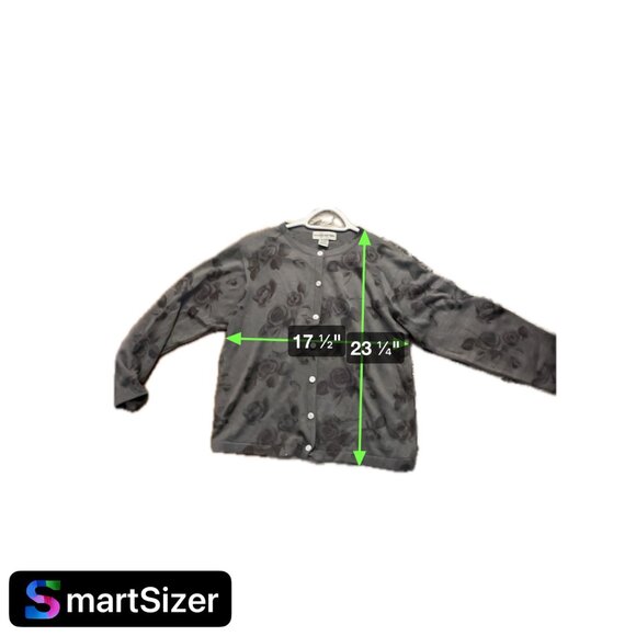 Cathy Daniels Womens Medium Gray Rose Print Button Up Cardigan - Picture 7 of 7